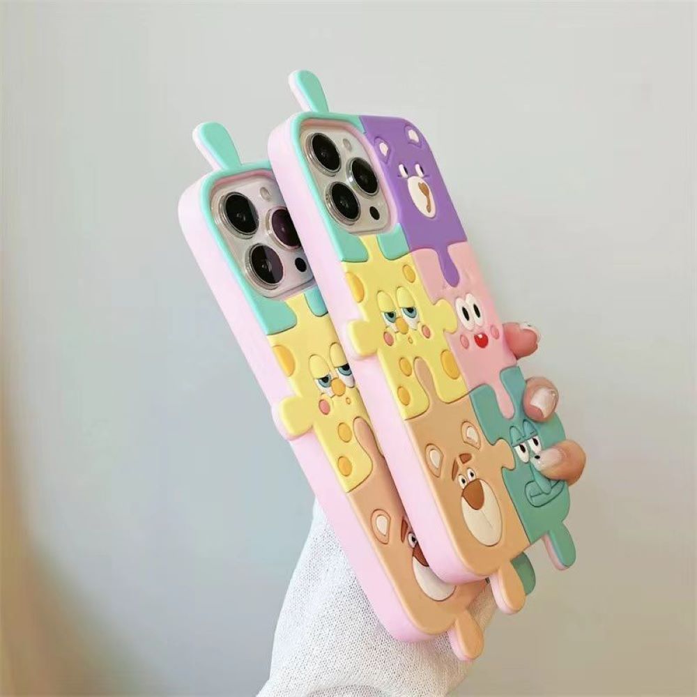 3D Cartoon Puzzle Silicone Shockproof Soft Phone Case - iPhone 13 Pro