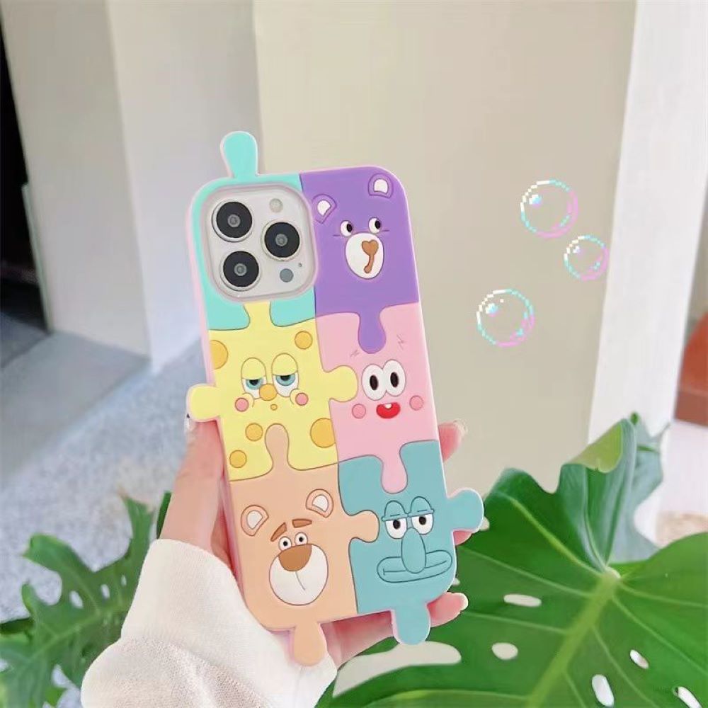 3D Cartoon Puzzle Silicone Shockproof Soft Phone Case - iPhone 13 Pro