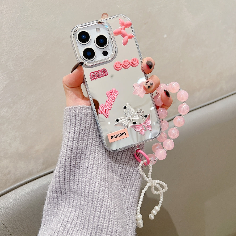 3D Creative Toy Graphic Mirror Phone Case With Bracelet