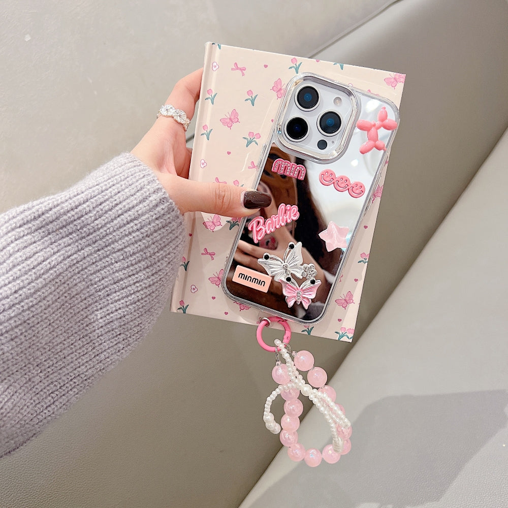3D Creative Toy Graphic Mirror Phone Case With Bracelet