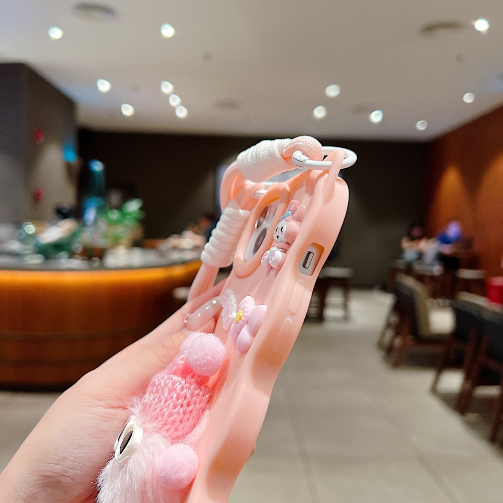 3D Ear Wave with Cute Specs Fur Cartoon Phone Case