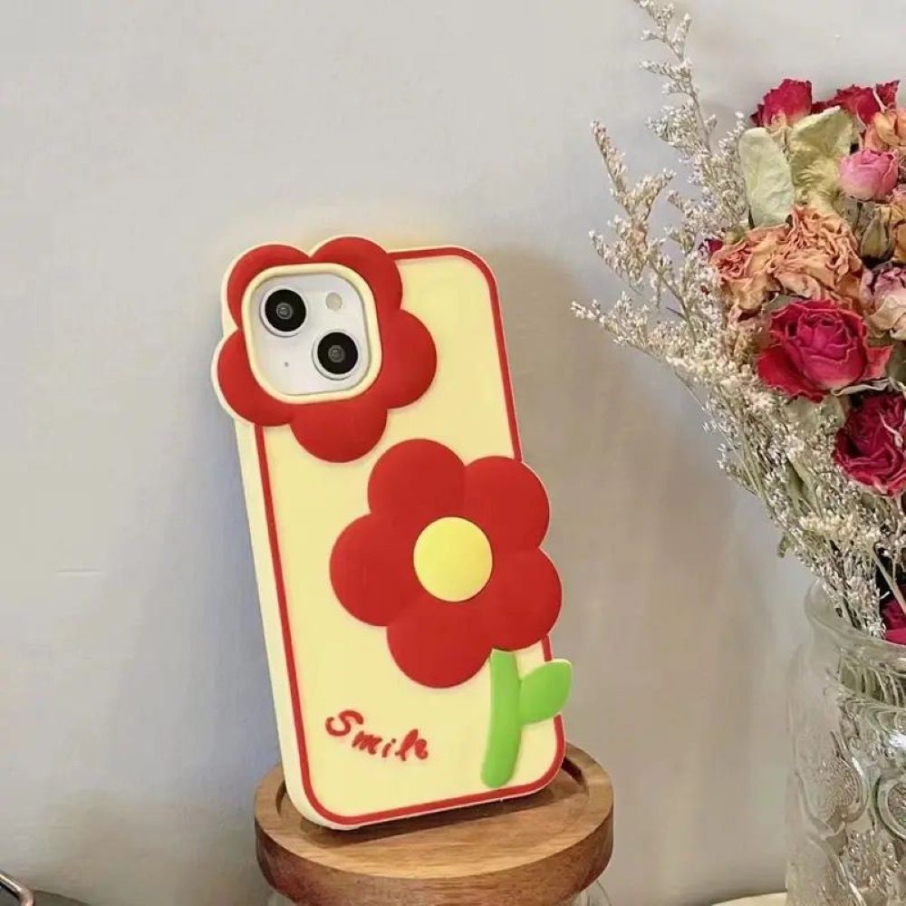 3D Flower Cartoon Shockproof Silicone Soft Cover - iPhone 13 Pro Max