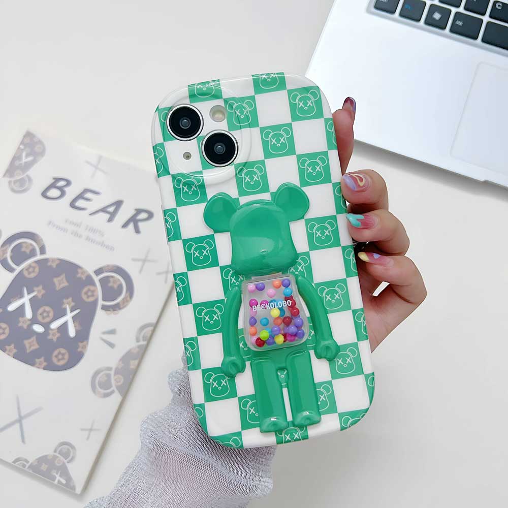 3D Machine Bear Soft Phone Case With Random Color Bracelet
