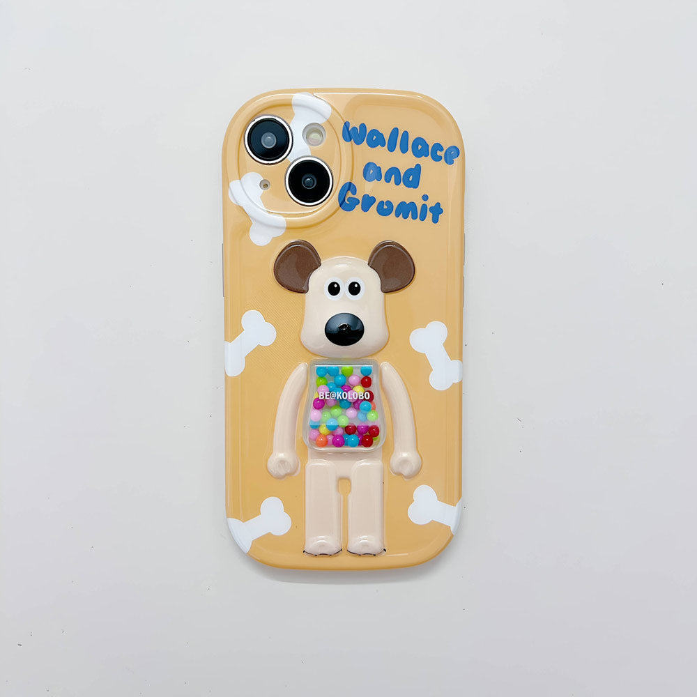 3D Machine Bear Soft Phone Case With Random Color Bracelet