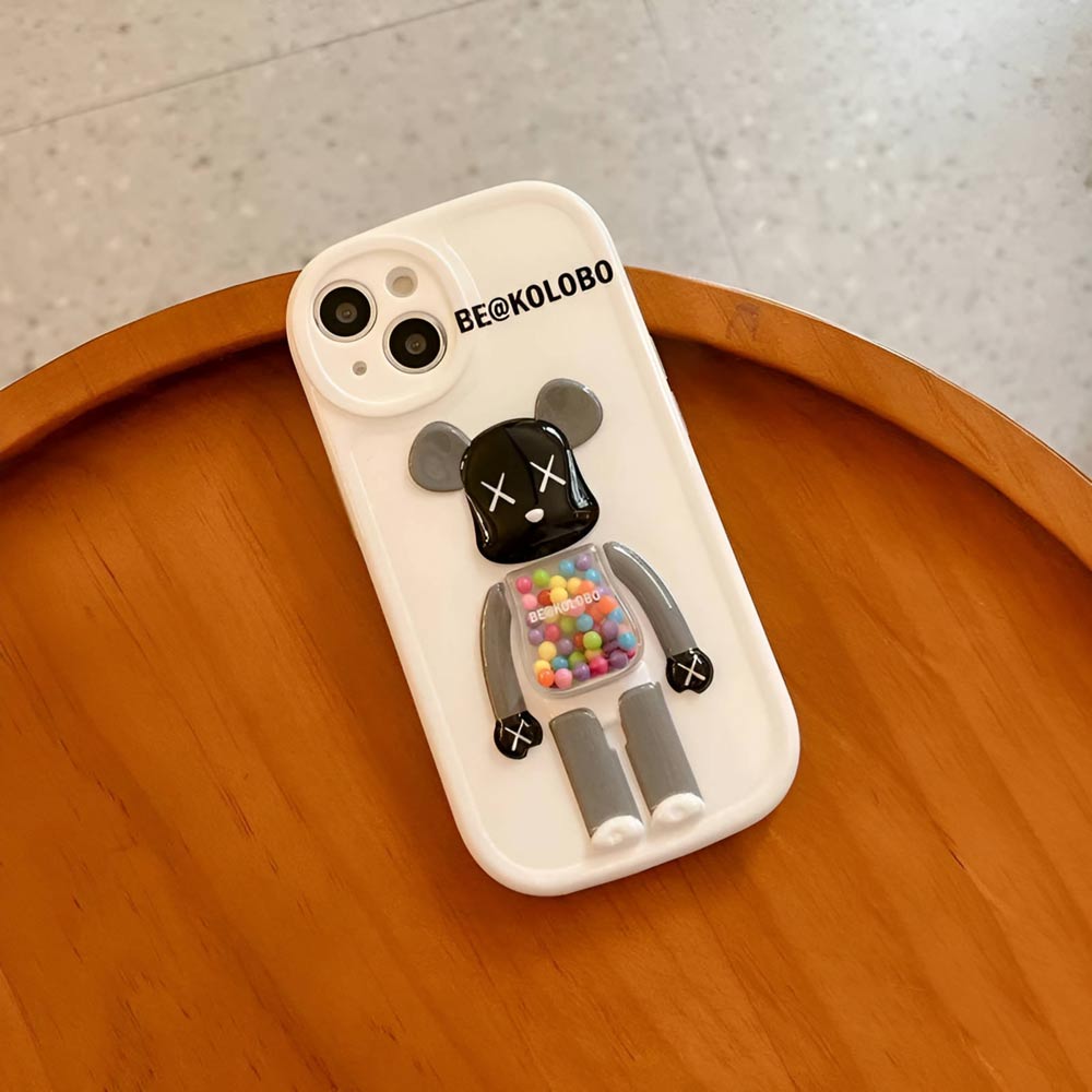 3D Machine Bear Soft Phone Case With Random Color Bracelet