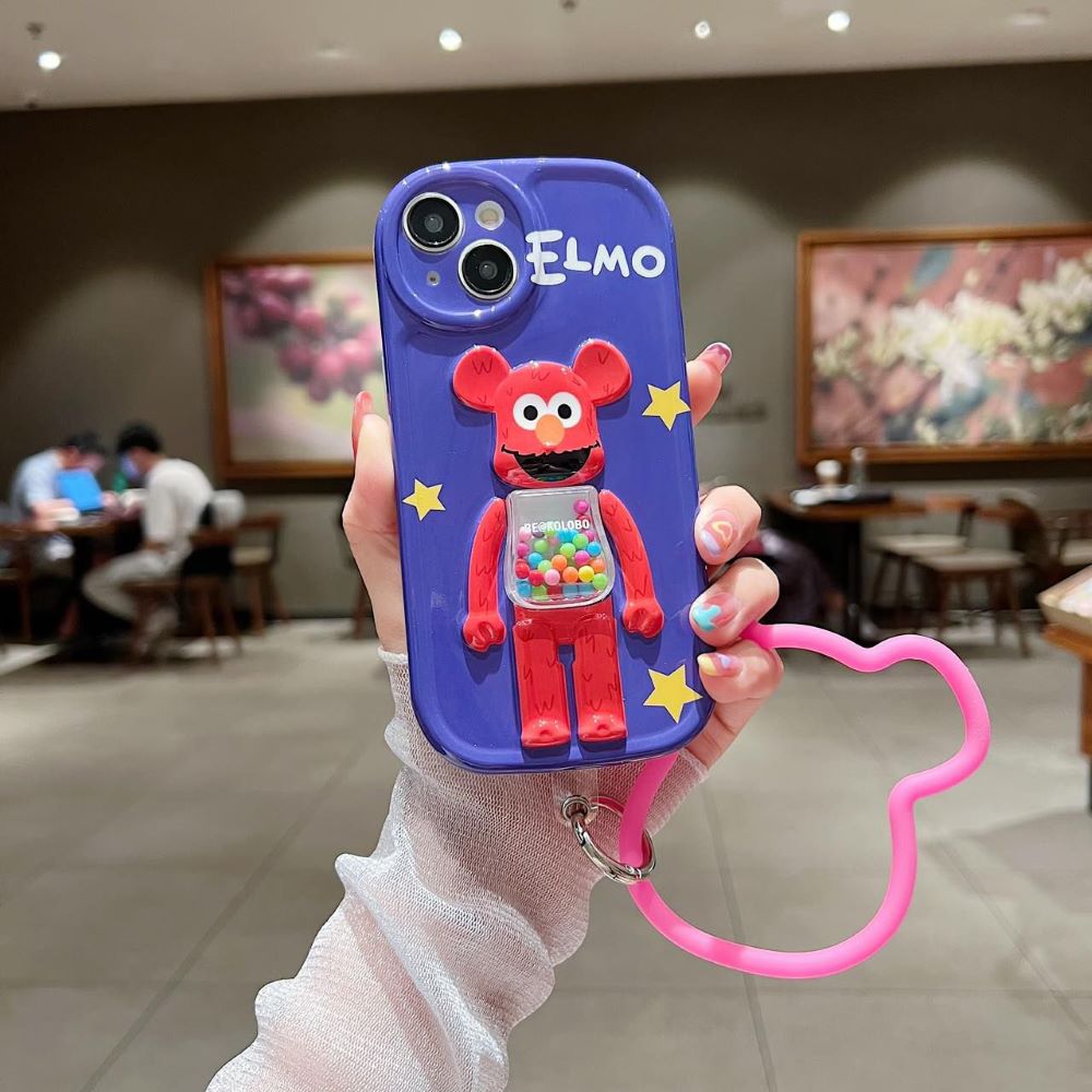 3D Machine Bear Soft Phone Case With Random Color Bracelet