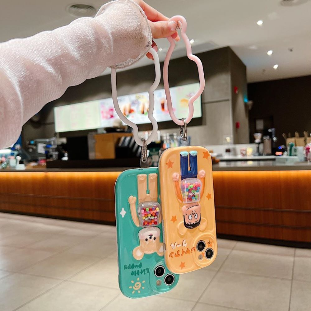 3D Machine Bear Soft Phone Case With Random Color Bracelet