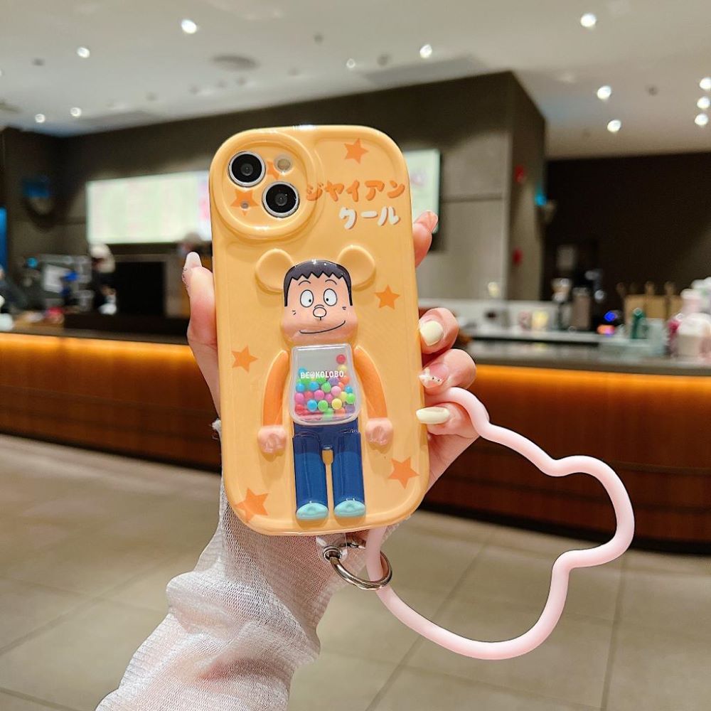 3D Machine Bear Soft Phone Case With Random Color Bracelet