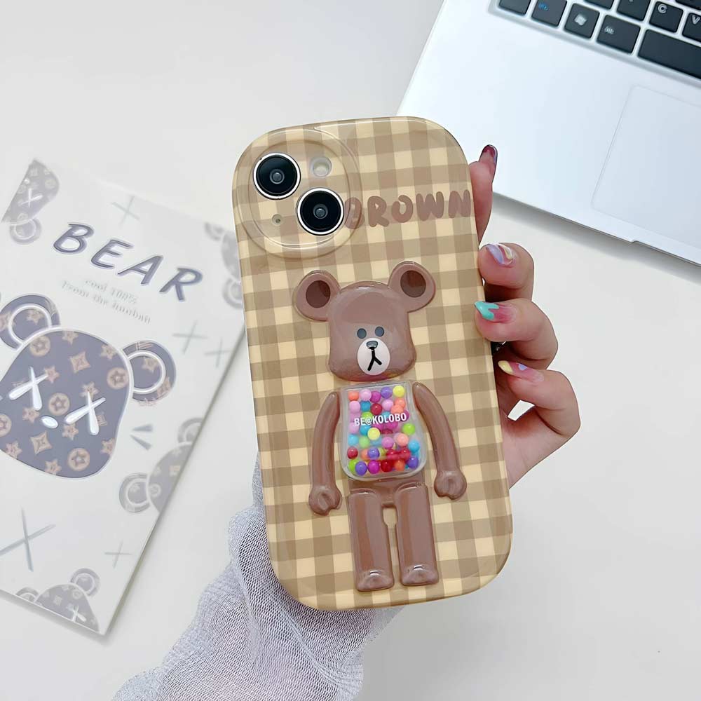 3D Machine Bear Soft Phone Case With Random Color Bracelet