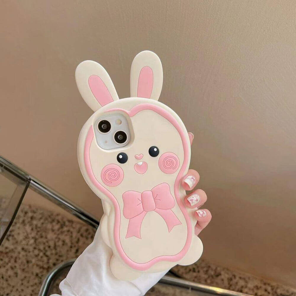 3D Rabbit Ears Soft Silicone Phone Case - iPhone 12 Pro Max