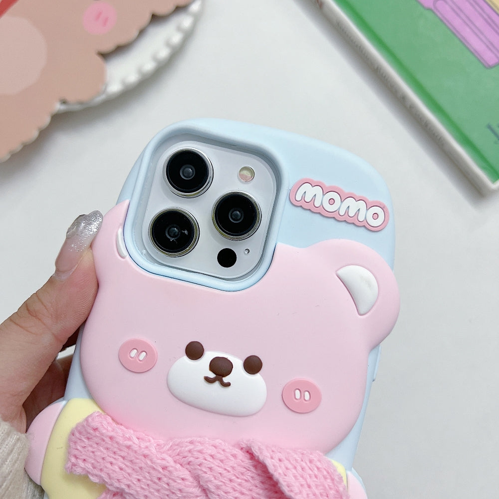3D Silicone Bear Soft Phone Case - iPhone 15 Pro Max