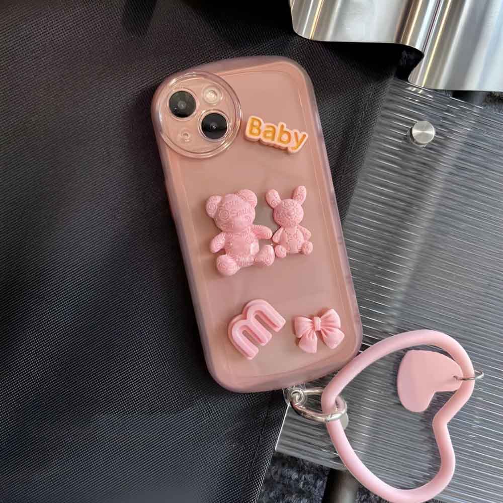 3D Teddy Ornament Heart Bracelet Color Transparent Cover