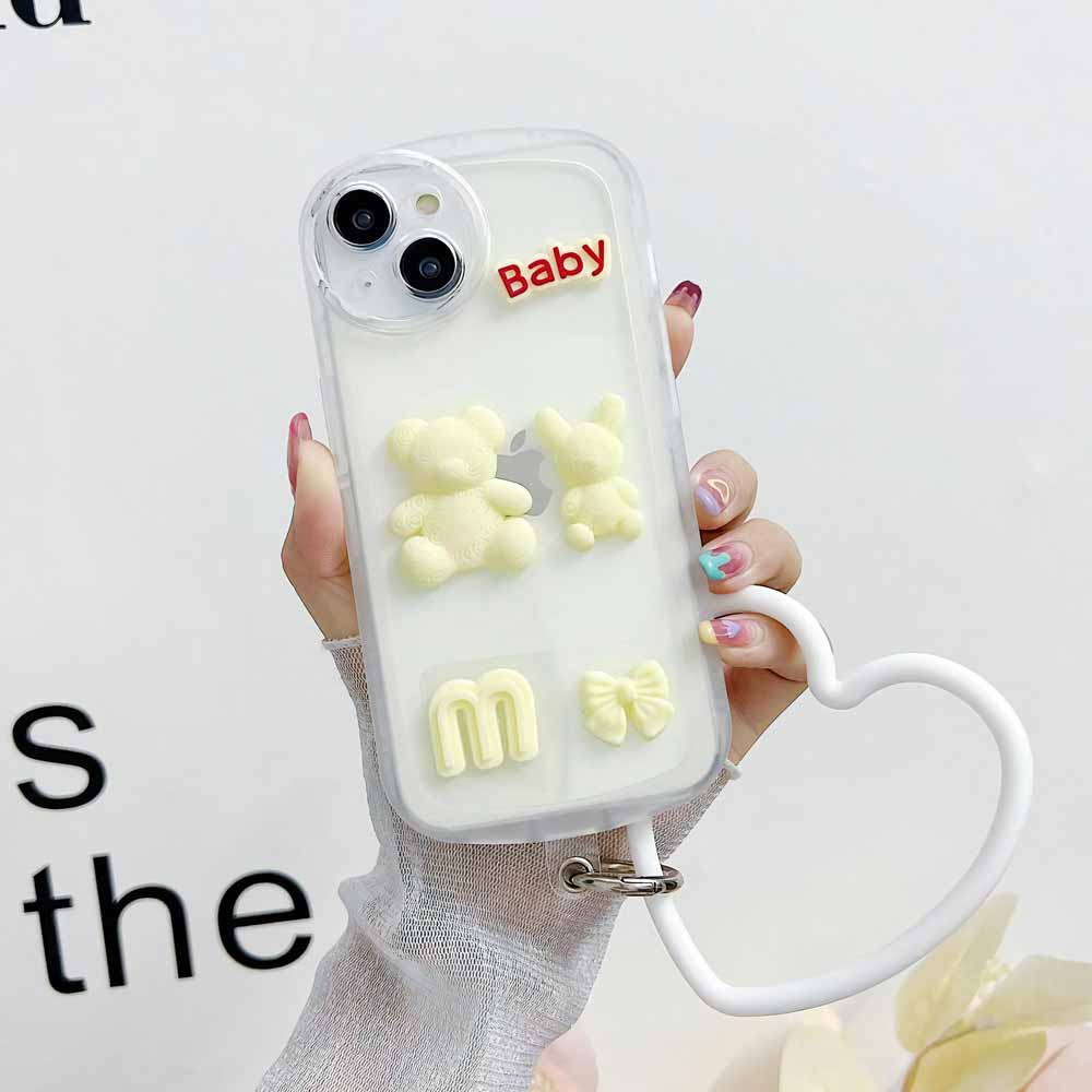 3D Teddy Ornament Heart Bracelet Color Transparent Cover