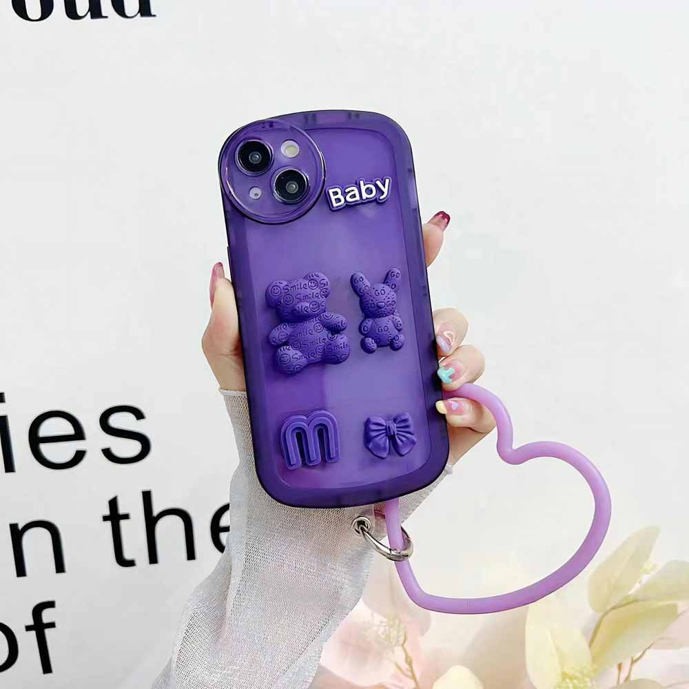 3D Teddy Ornament Heart Bracelet Color Transparent Cover