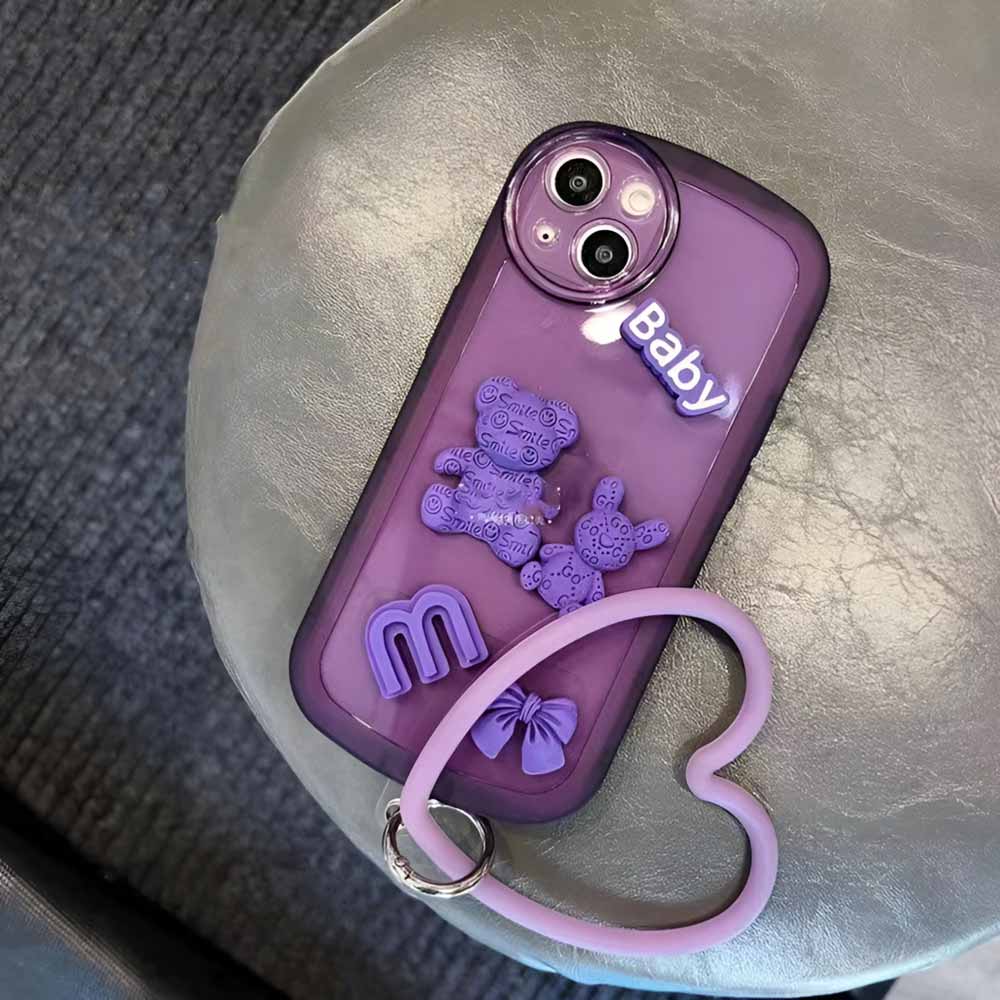 3D Teddy Ornament Heart Bracelet Color Transparent Cover