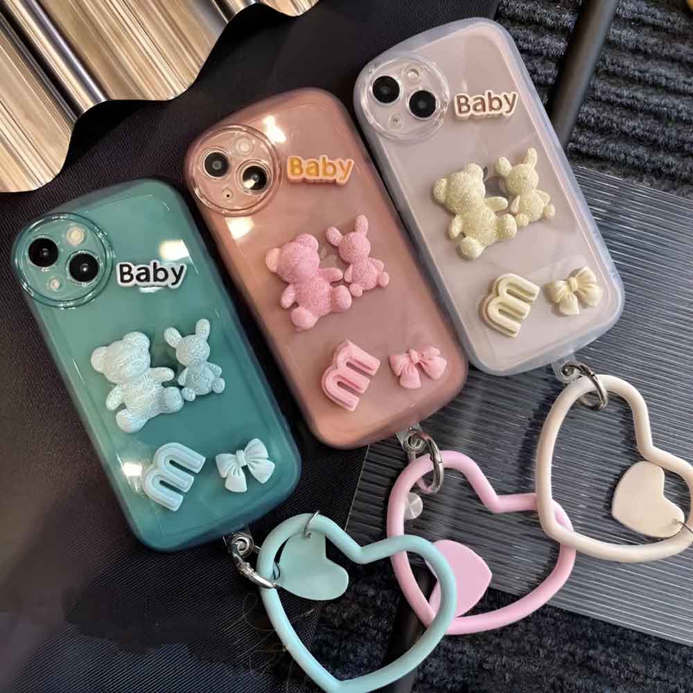 3D Teddy Ornament Heart Bracelet Color Transparent Cover