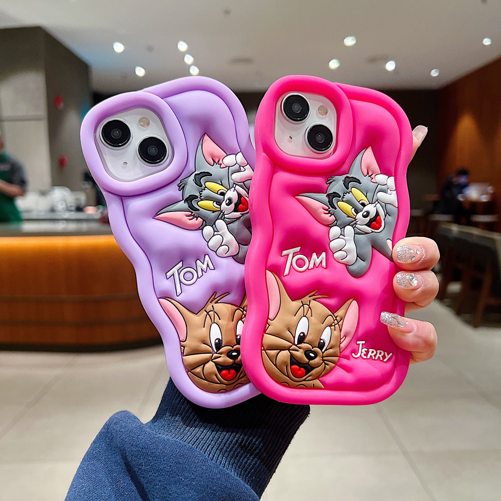 Silicone Soft 3D Cartoon Wavy Edge Phone Case - iPhone 15 Pro Max