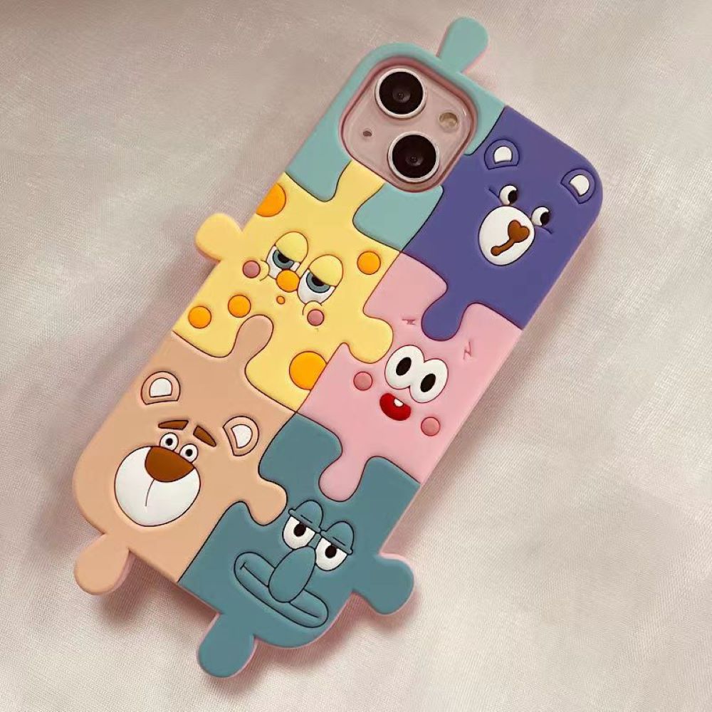 3D Cartoon Puzzle Silicone Shockproof Soft Phone Case - iPhone 11