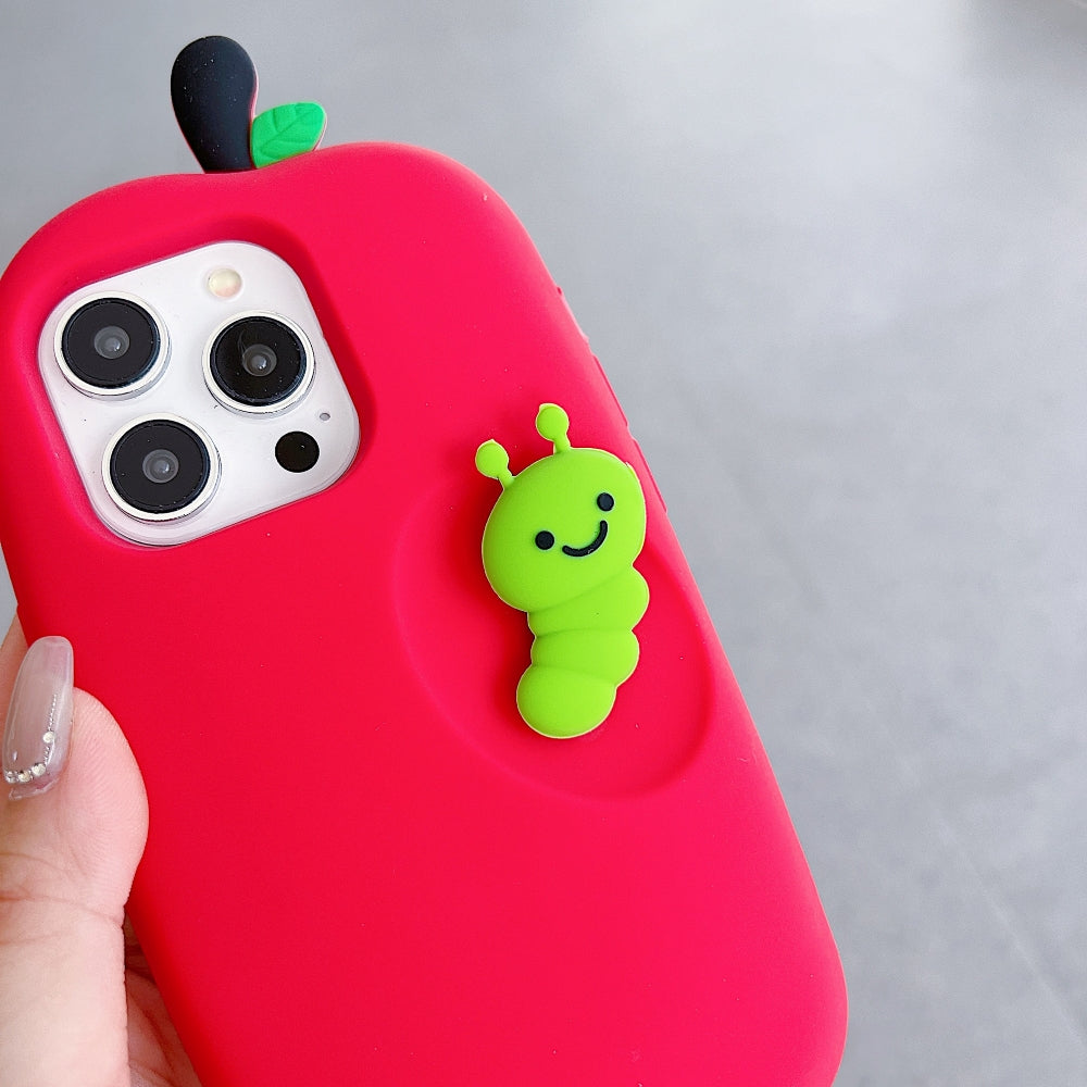 3D Caterpillar and Kitty Apple Design Silicone Phone Case | Mobile Cover - iPhone 13