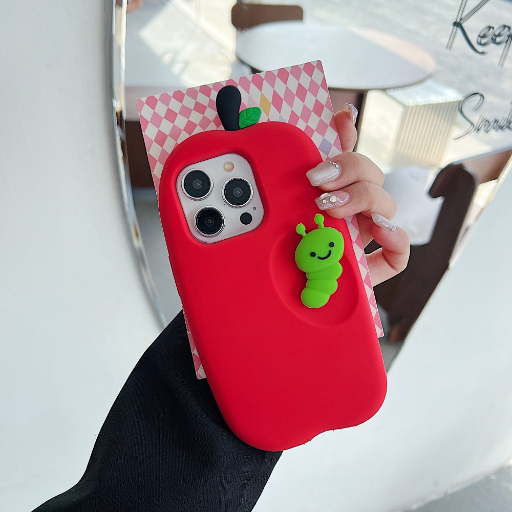 3D Caterpillar and Kitty Apple Design Silicone Phone Case | Mobile Cover - iPhone 13