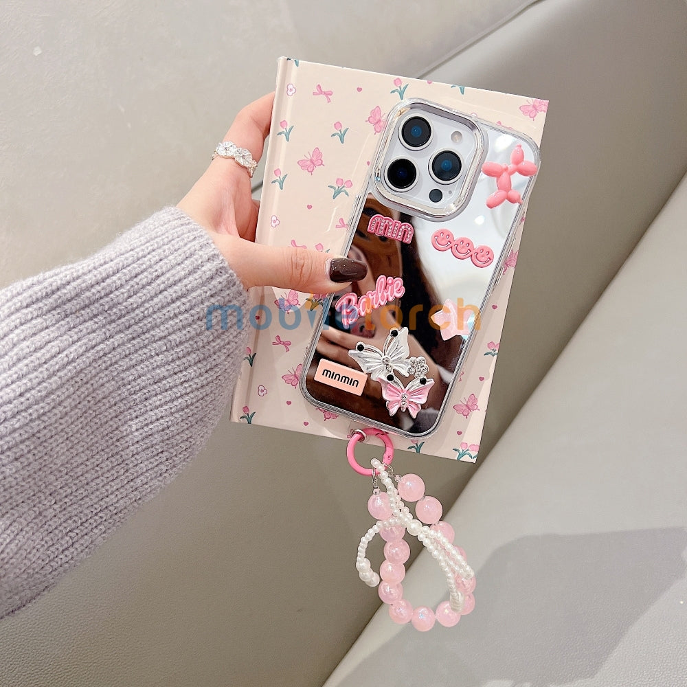 3D Creative Toy Graphic Mirror Phone Case With Bracelet - iPhone 16