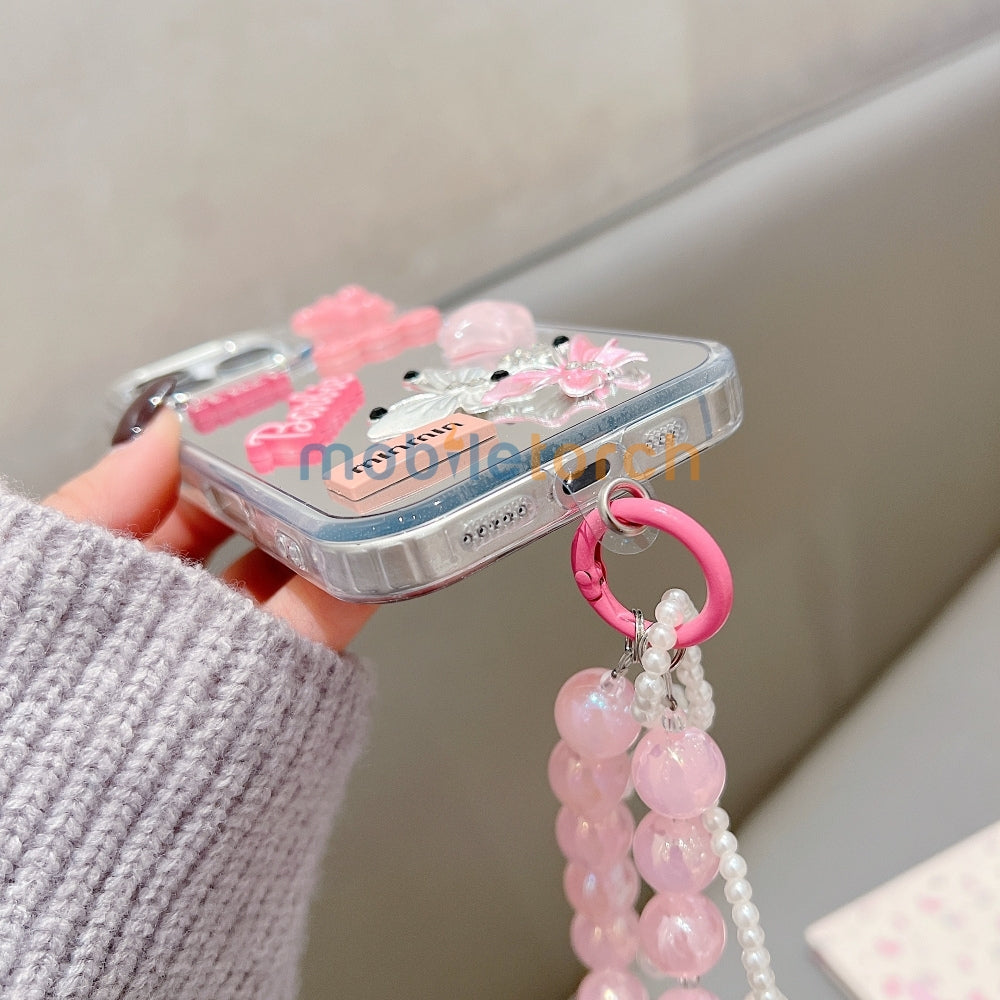 3D Creative Toy Graphic Mirror Phone Case With Bracelet - iPhone 16