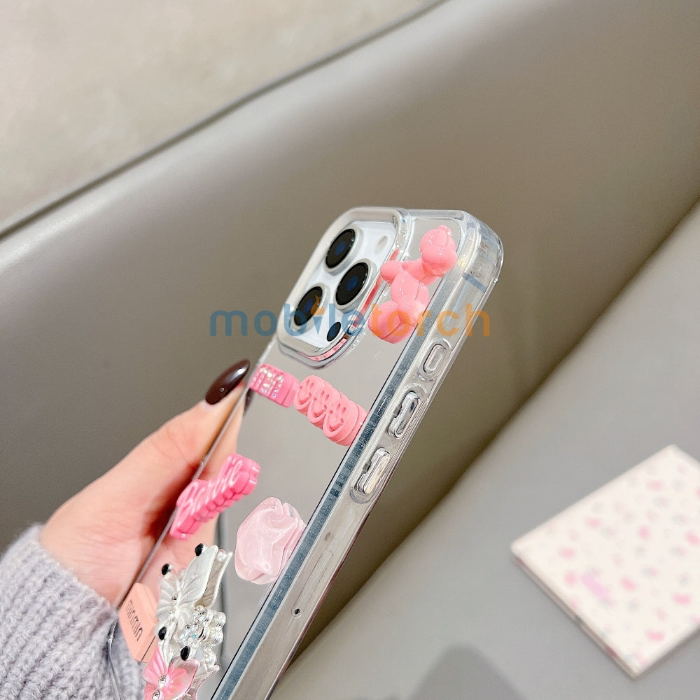 3D Creative Toy Graphic Mirror Phone Case With Bracelet - iPhone 16