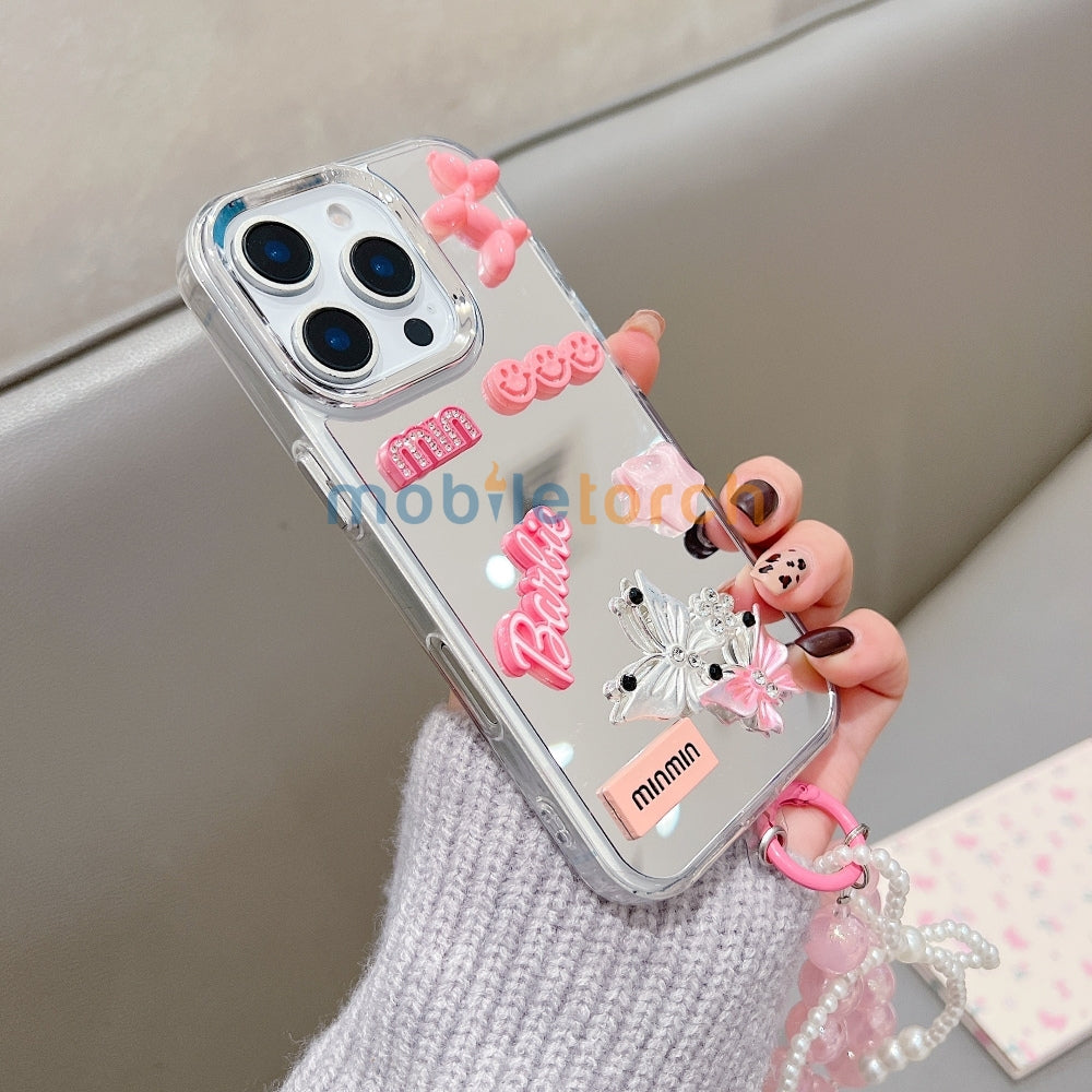 3D Creative Toy Graphic Mirror Phone Case With Bracelet - iPhone 16