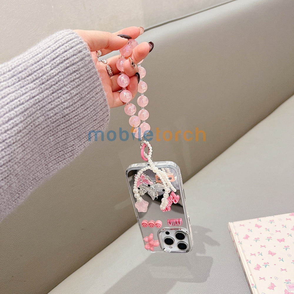 3D Creative Toy Graphic Mirror Phone Case With Bracelet - iPhone 16