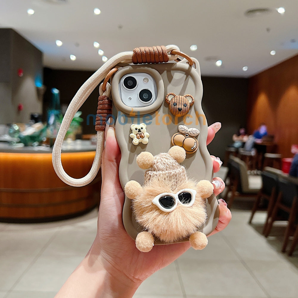 3D Ear Wave with Cute Specs Fur Cartoon TPU (Soft) Phone Case | Mobile Cover - OnePlus Nord CE 3 Lite