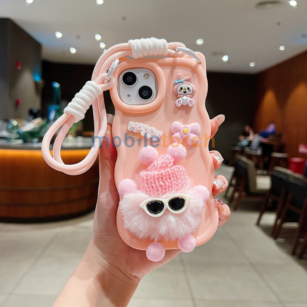 3D Ear Wave with Cute Specs Fur Cartoon TPU (Soft) Phone Case | Mobile Cover - OnePlus Nord CE 3 Lite