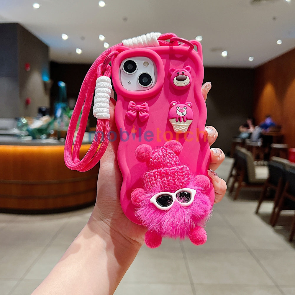 3D Ear Wave with Cute Specs Fur Cartoon TPU (Soft) Phone Case | Mobile Cover - OnePlus Nord CE 3 Lite