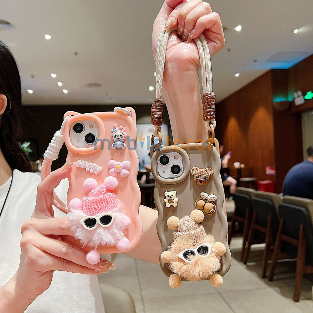 3D Ear Wave with Cute Specs Fur Cartoon TPU (Soft) Phone Case | Mobile Cover - OnePlus Nord CE 3 Lite