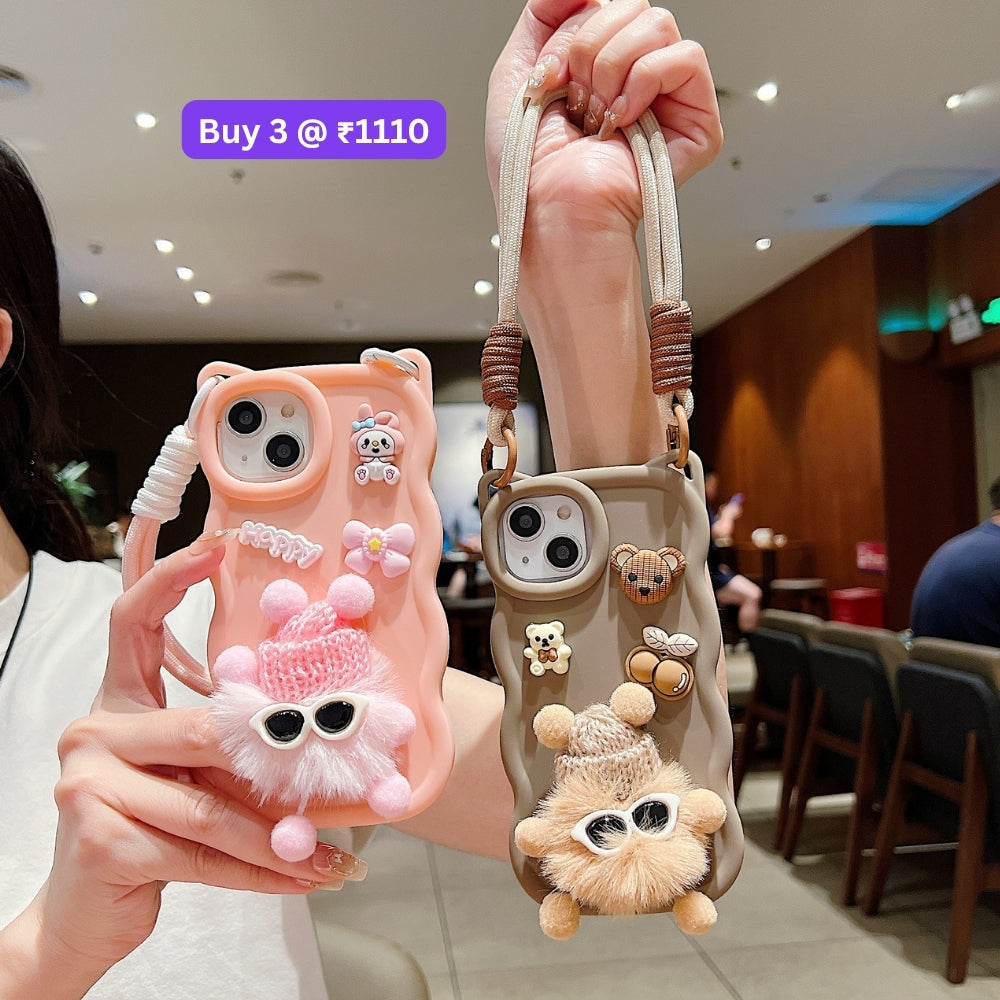 3D Ear Wave with Cute Specs Fur Cartoon TPU (Soft) Phone Case | Mobile Cover - Samsung A56