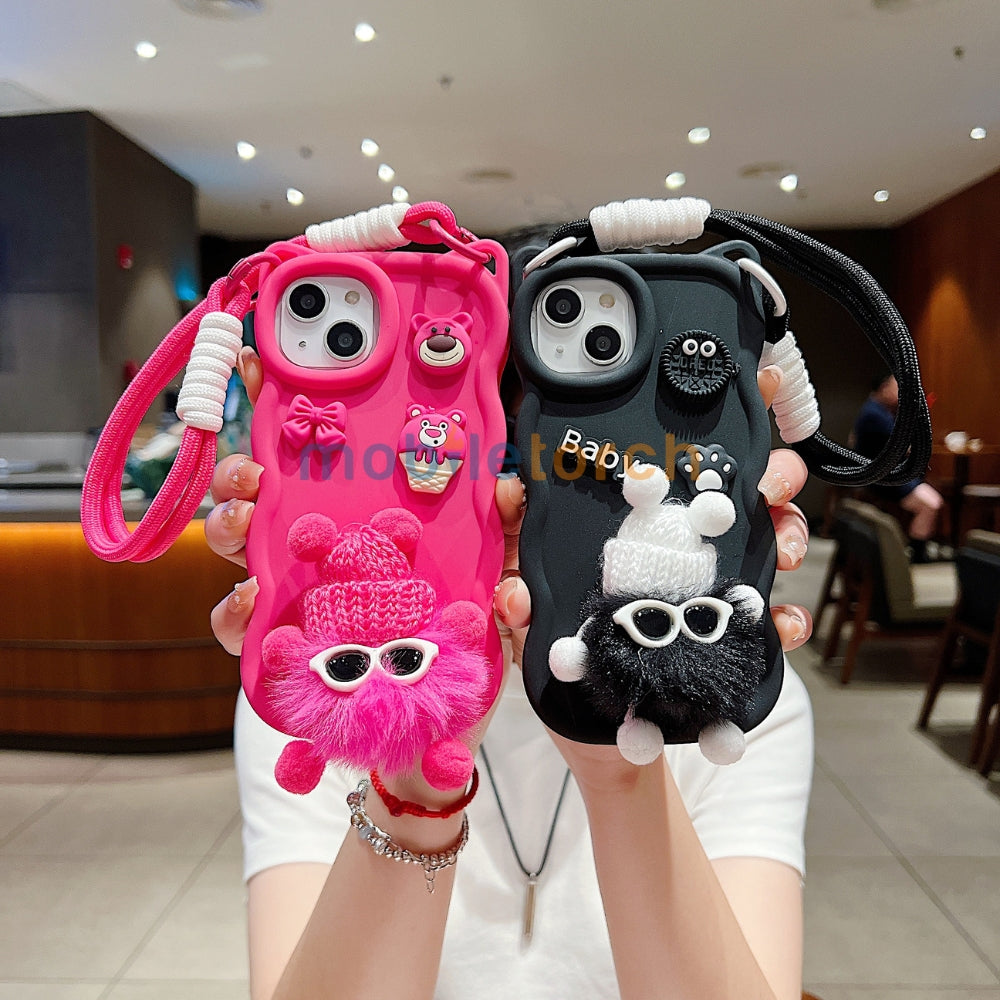 3D Ear Wave with Cute Specs Fur Cartoon TPU (Soft) Phone Case | Mobile Cover - OnePlus Nord CE 3 Lite