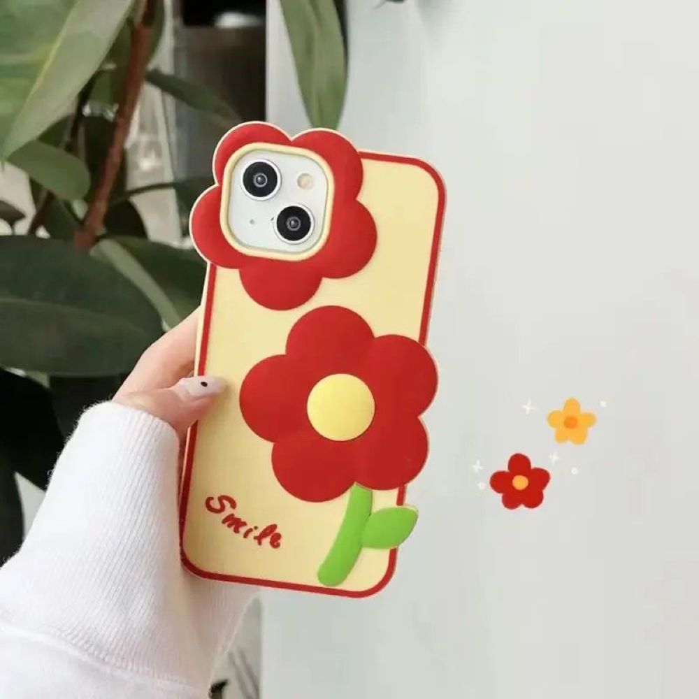 3D Flower Cartoon Shockproof Silicone Soft Cover - iPhone 12