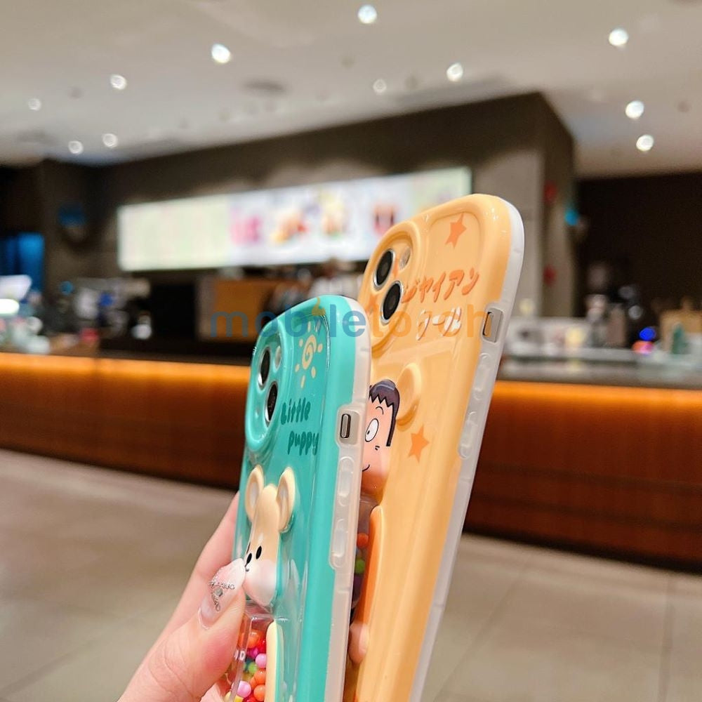 3D Machine Bear Soft Phone Case With Random Color Bracelet - iPhone 14 Pro