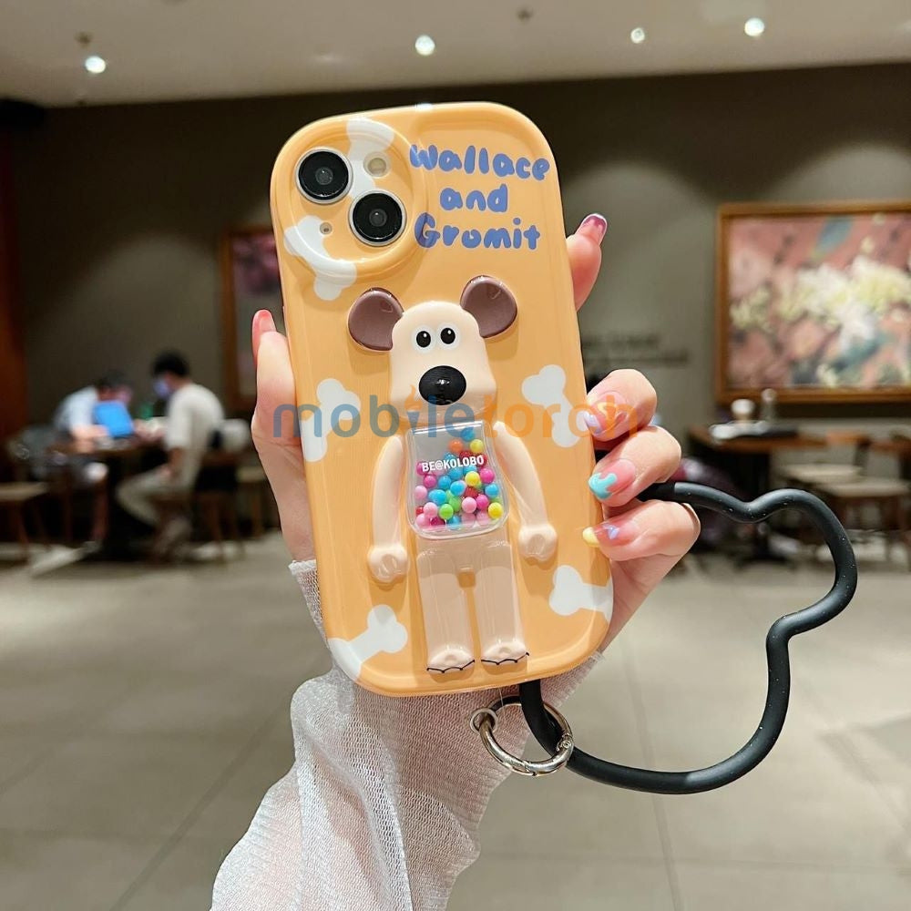 3D Machine Bear Soft Phone Case With Random Color Bracelet - iPhone 14 Pro