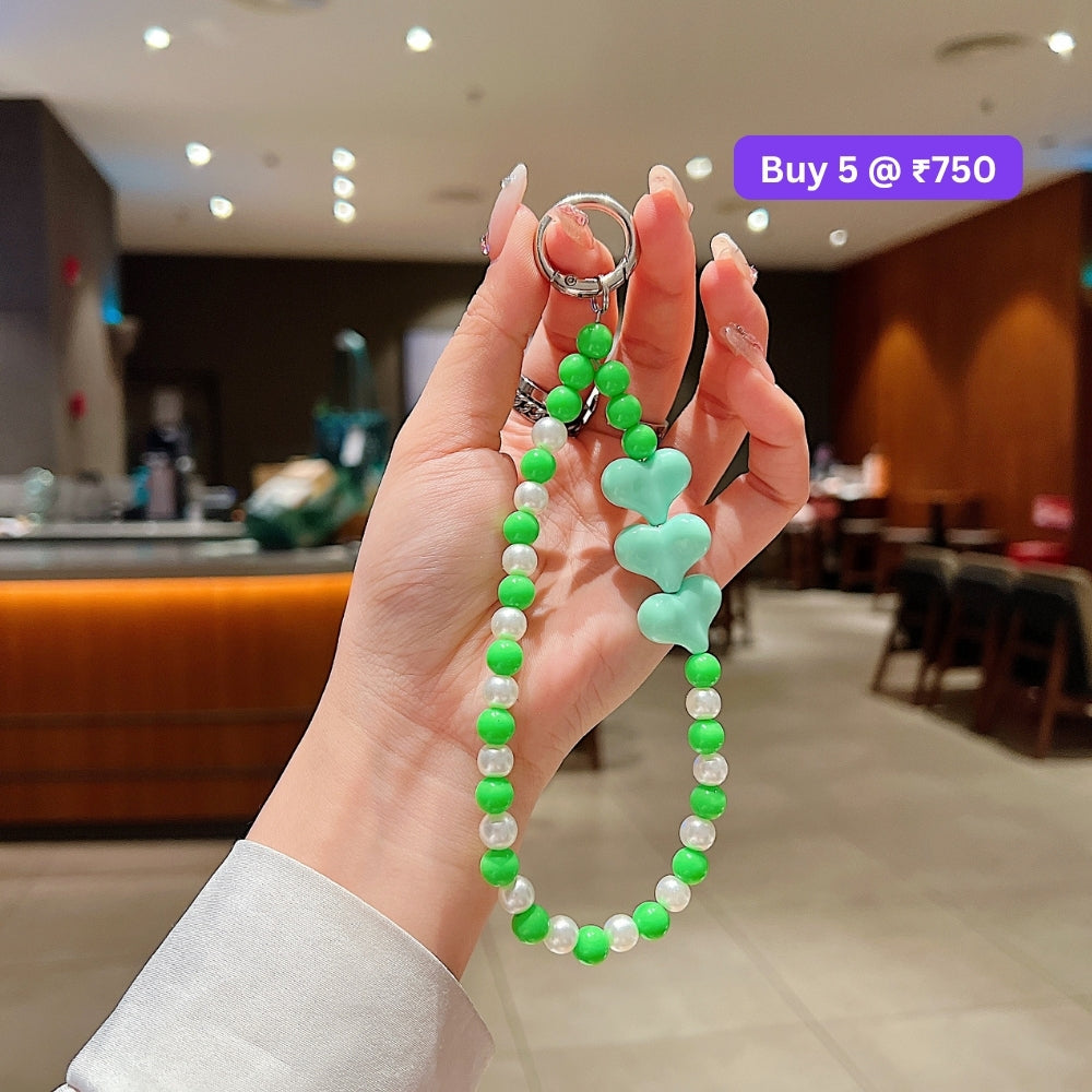 3 Heart Colorful Beads Phone Charm | Bracelet