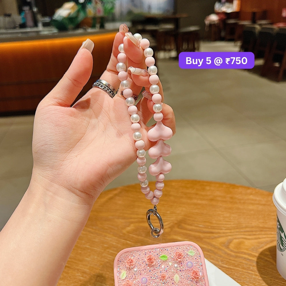 3 Heart Colorful Beads Phone Charm | Bracelet