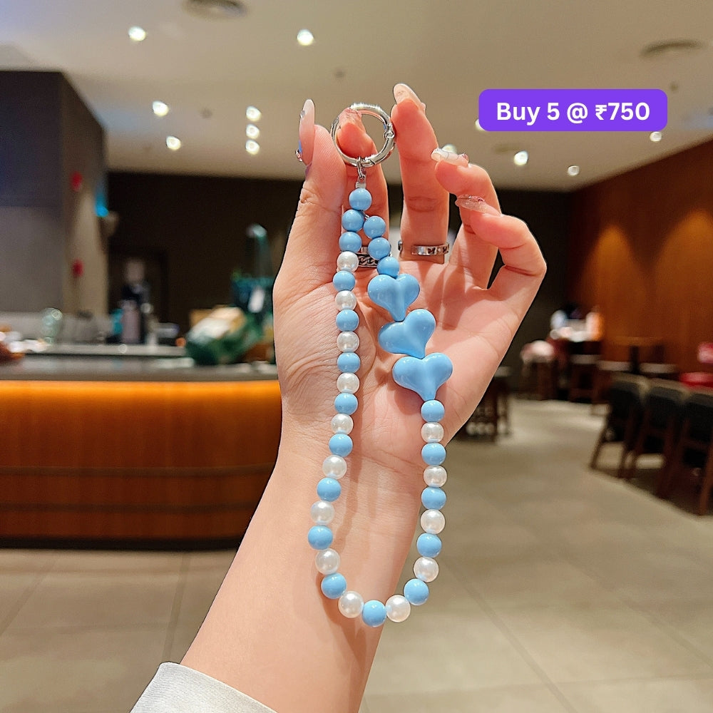 3 Heart Colorful Beads Phone Charm | Bracelet