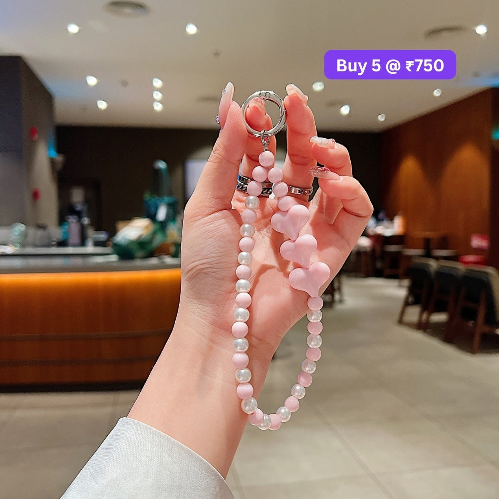 3 Heart Colorful Beads Phone Charm | Bracelet