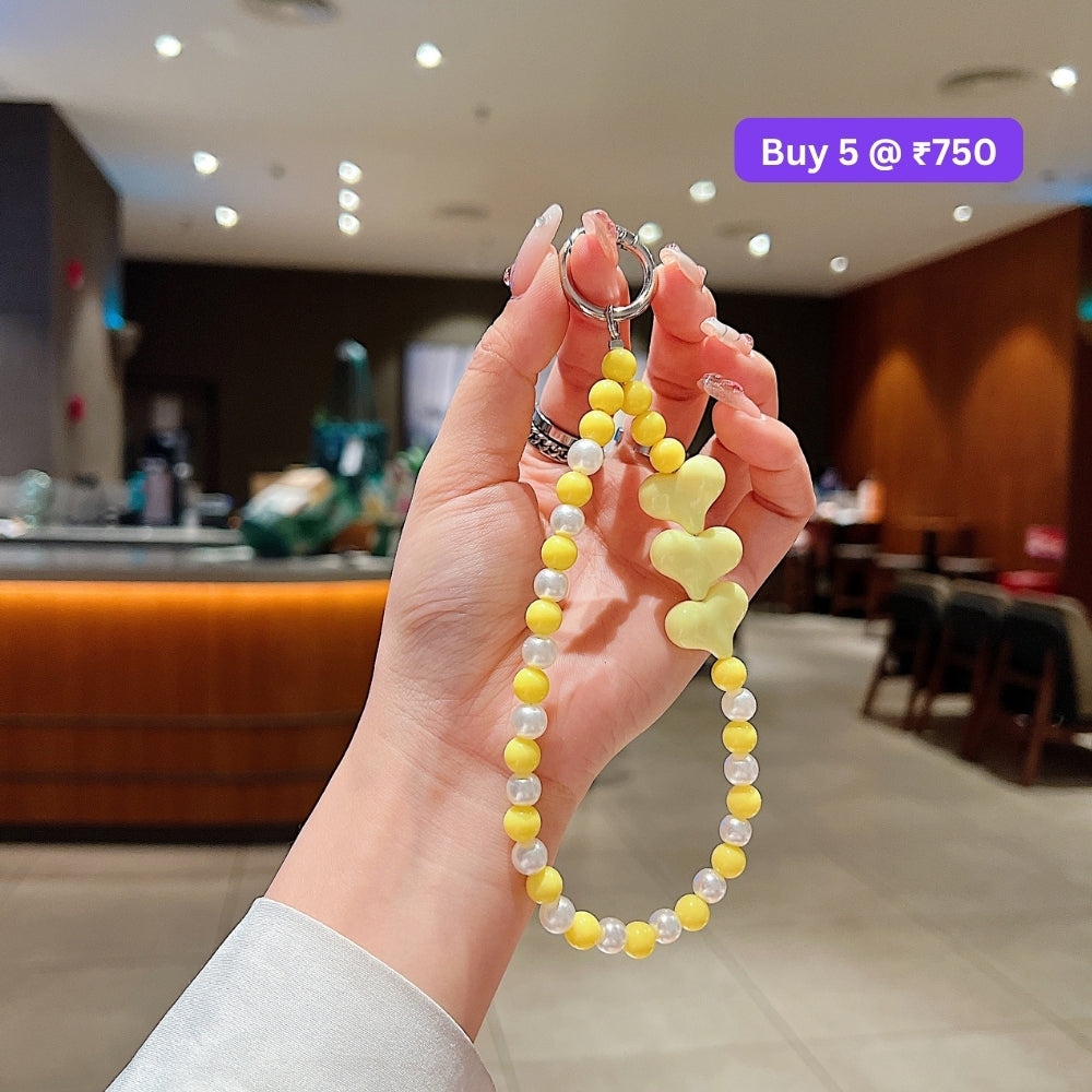 3 Heart Colorful Beads Phone Charm | Bracelet