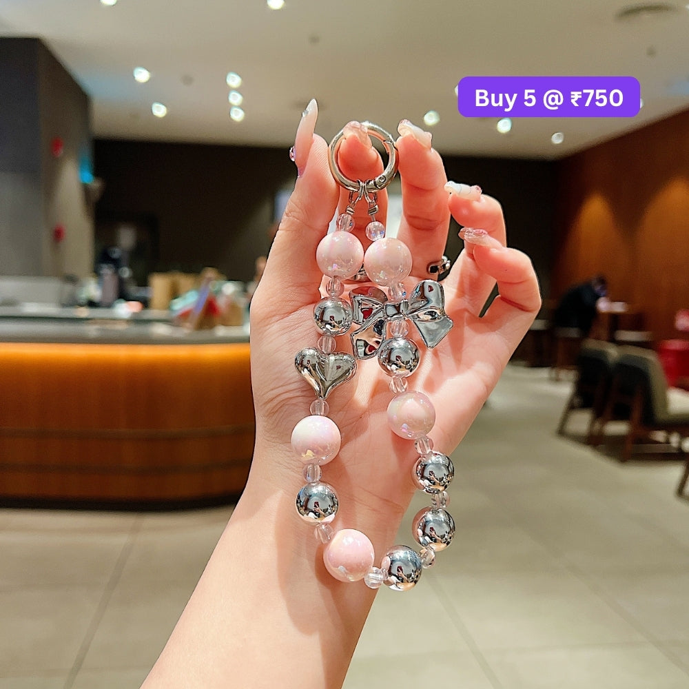 Acrylic Pearl String Bow Beaded Acrylic Phone Charm | Bracelet | Handbag Charm