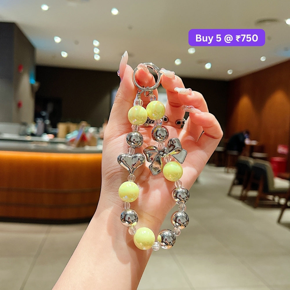 Acrylic Pearl String Bow Beaded Acrylic Phone Charm | Bracelet | Handbag Charm