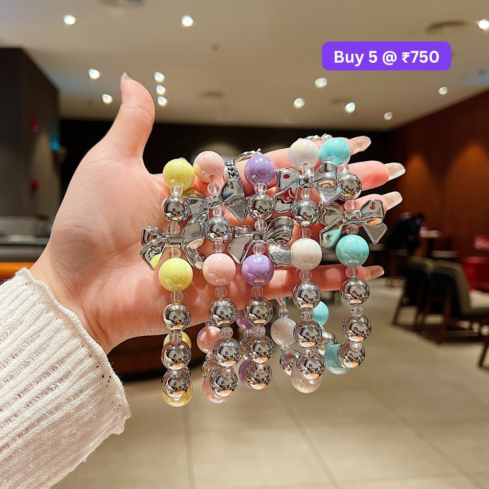 Acrylic Pearl String Bow Beaded Acrylic Phone Charm | Bracelet | Handbag Charm