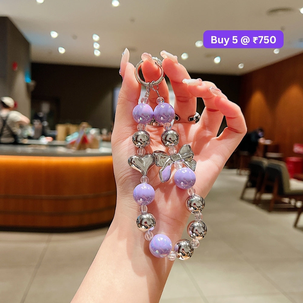 Acrylic Pearl String Bow Beaded Acrylic Phone Charm | Bracelet | Handbag Charm