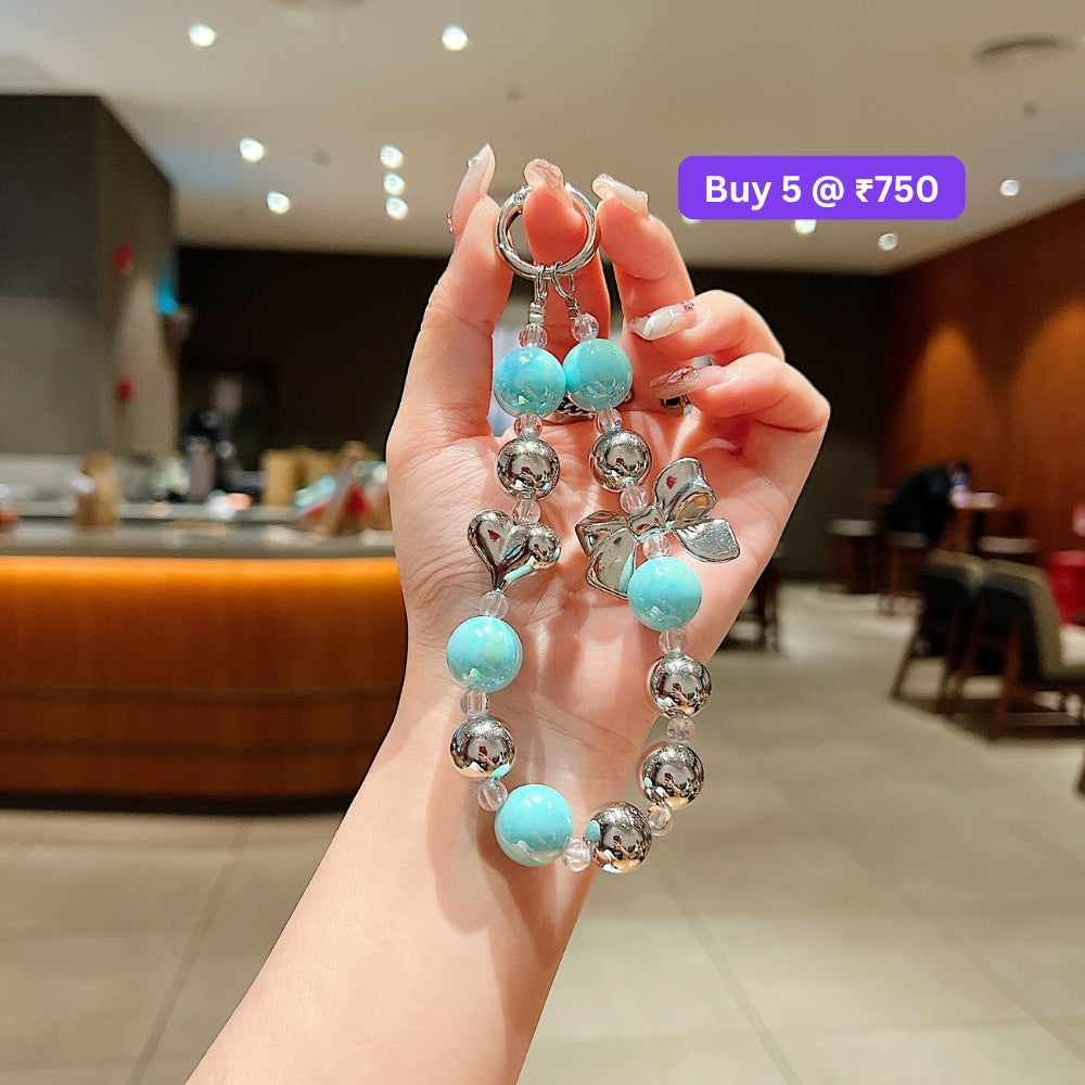Acrylic Pearl String Bow Beaded Acrylic Phone Charm | Bracelet | Handbag Charm