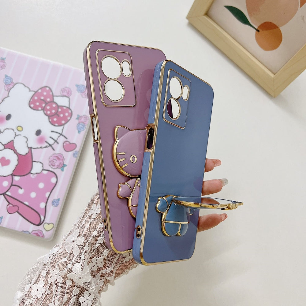 Rotated Kitty Mirror Stand Luxury Electroplated Cover