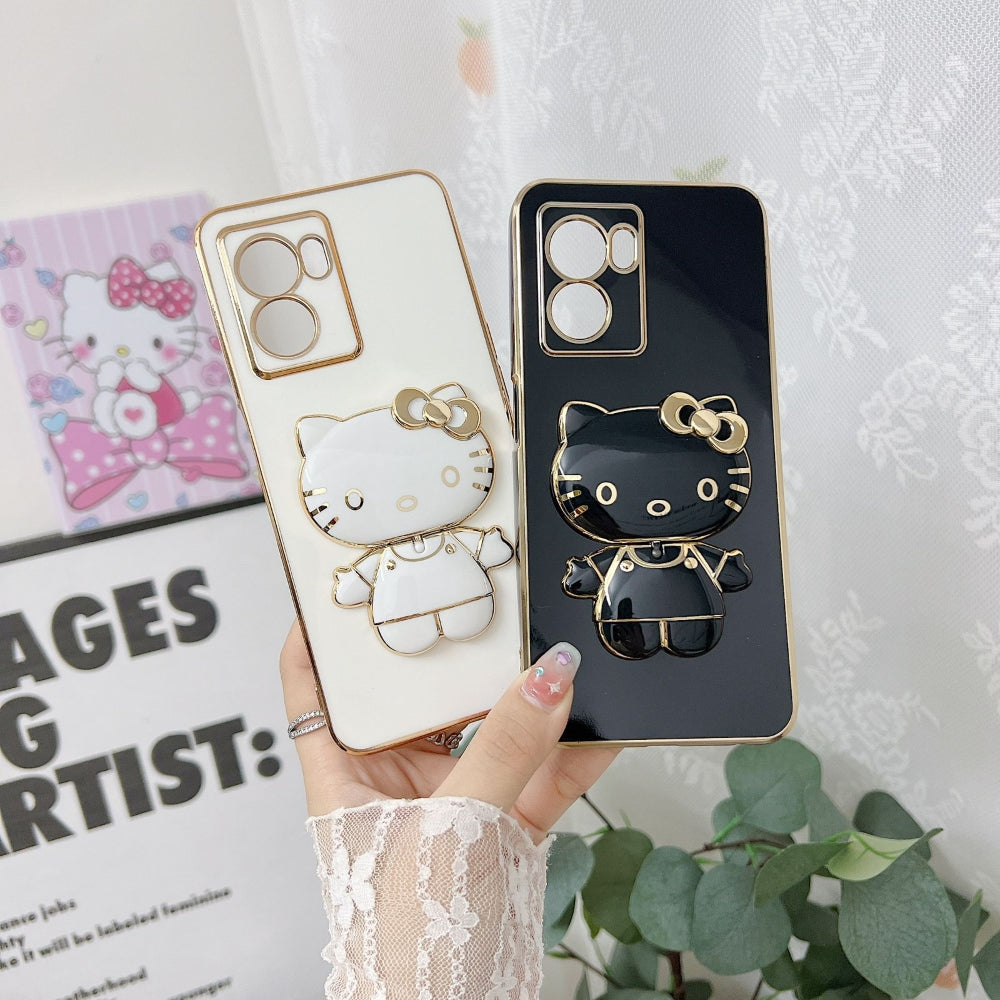 Rotated Kitty Mirror Stand Luxury Electroplated Cover